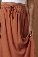Drawstring Maxi Skirt with Pockets - Trendsi - Flyclothing LLC
