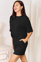 Basic Bae Bamboo Full Size Round Neck Drop Shoulder T-Shirt and Shorts Set - Trendsi - Flyclothing LLC