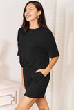 Basic Bae Bamboo Full Size Round Neck Drop Shoulder T-Shirt and Shorts Set - Trendsi - Flyclothing LLC