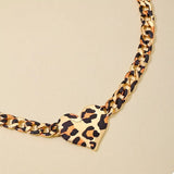 Leopard Heart Chain Necklace - Trendsi - Flyclothing LLC