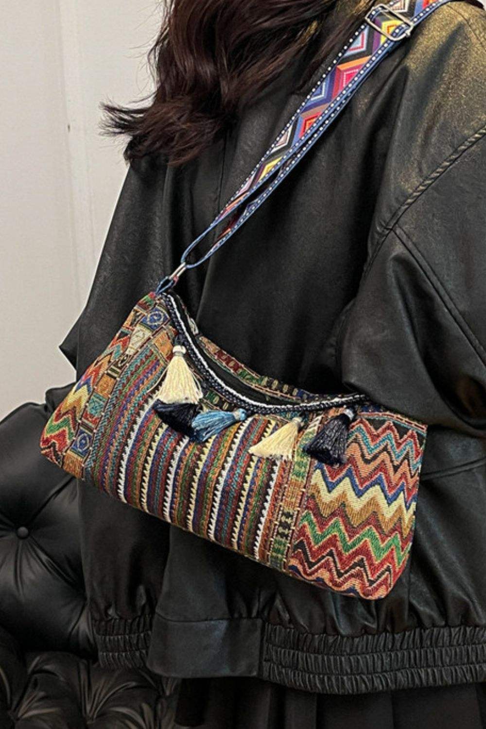 Tassel Adjustable Strap Shoulder Bag - Trendsi - Flyclothing LLC