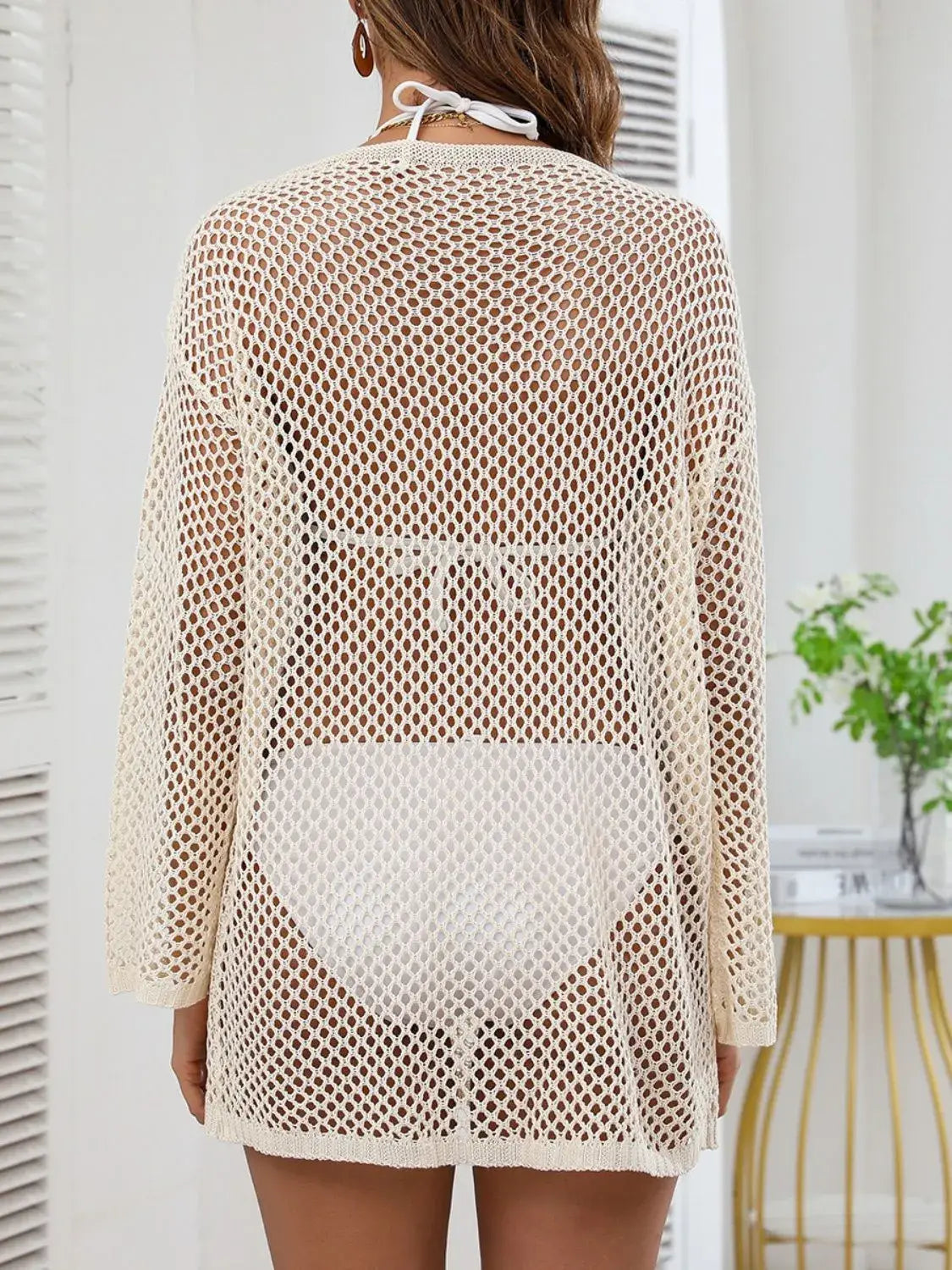 Openwork V-Neck Slit Cover-Up - Trendsi - Flyclothing LLC