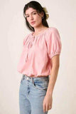 Mittoshop Linen Two-Way Short Sleeve Crop Blouse - Trendsi - Flyclothing LLC