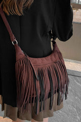 Suede Fringe Adjustable Strap Shoulder Bag - Trendsi - Flyclothing LLC