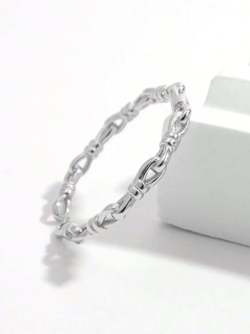 925 Sterling Silver Knot Shape Open Ring - Trendsi - Flyclothing LLC