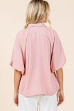 Mittoshop Airflow Short Bubble Sleeve Button Down Shirt - Trendsi