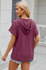 Florira Hooded Short Sleeve T-Shirt - Trendsi - Flyclothing LLC