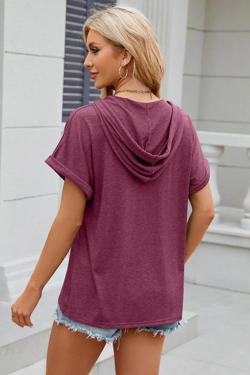 Florira Hooded Short Sleeve T-Shirt - Trendsi - Flyclothing LLC