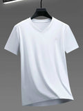 Men's Plus Size V-Neck Short Sleeve T-Shirt - Trendsi - Flyclothing LLC