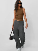 Solid Round Neck Tank - Trendsi - Flyclothing LLC
