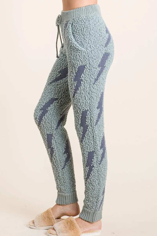 BiBi Cozy Soft Hairy Popcorn Sweater Pants - Trendsi - Flyclothing LLC