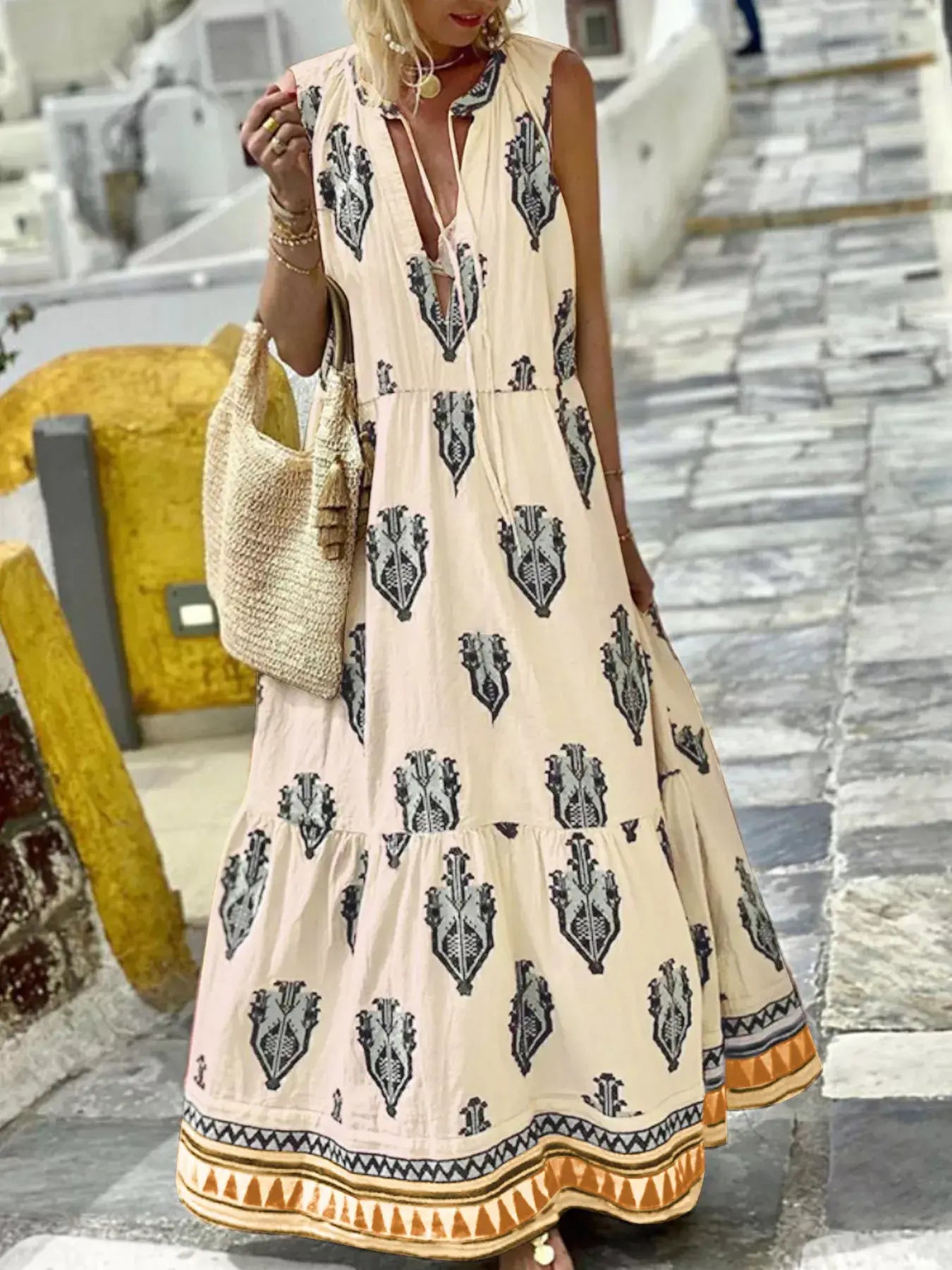 Printed Sleeveless Maxi Dress - Trendsi - Flyclothing LLC
