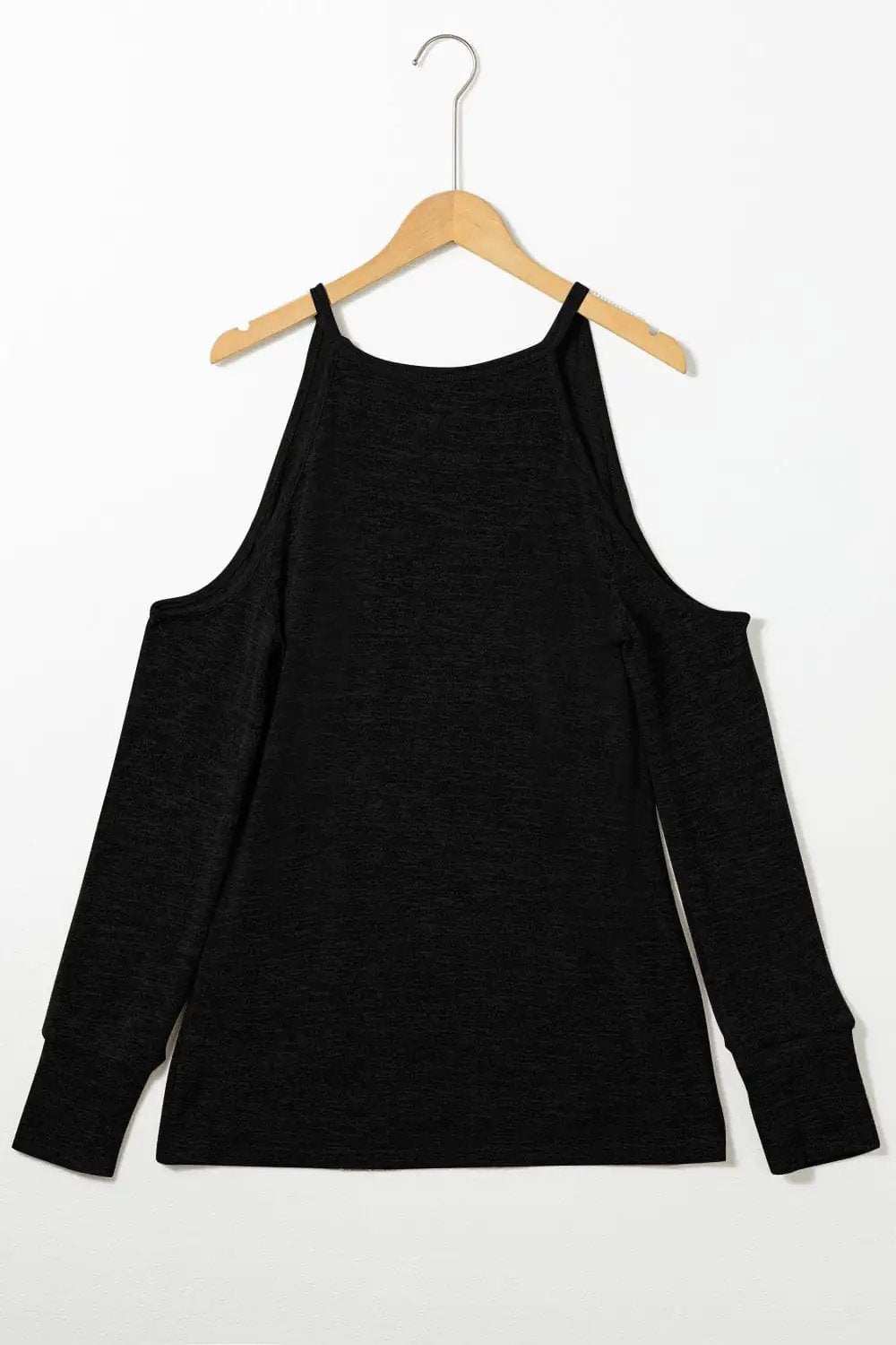 Round Neck Cold Shoulder Long Sleeve Top - Trendsi - Flyclothing LLC