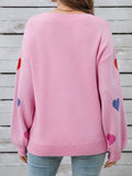 Angel Wings Heart Round Neck Long Sleeve Sweater - Trendsi