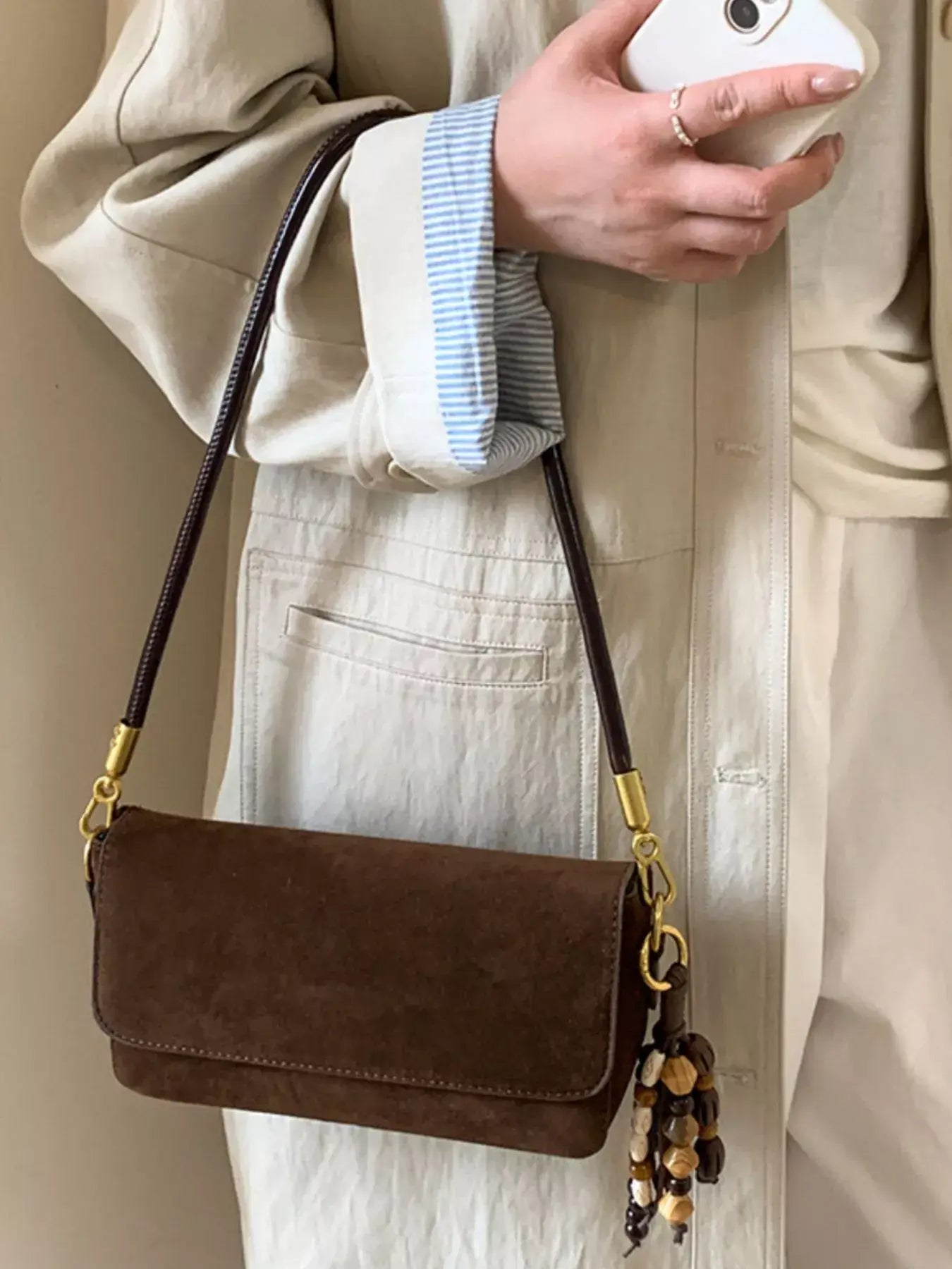 Adjustable Strap Flap Shoulder Bag - Trendsi - Flyclothing LLC