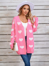 Angel Wings Heart Open Front Long Sleeve Cardigan - Trendsi - Flyclothing LLC