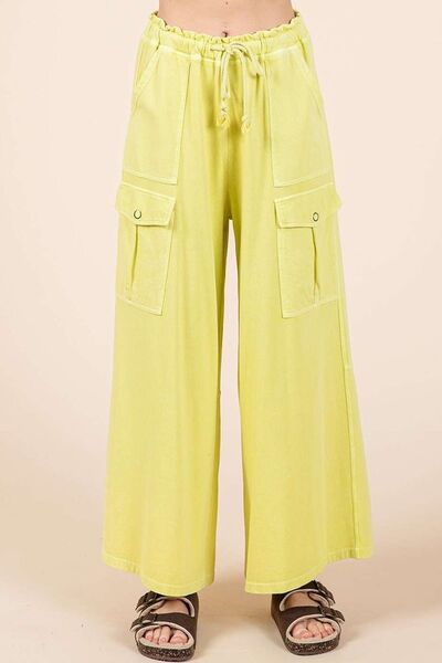 Mittoshop French Terry Cargo Wide Leg Pants - Trendsi