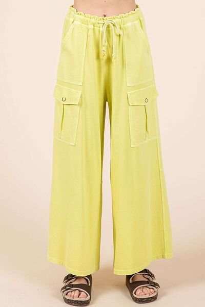 Mittoshop French Terry Cargo Wide Leg Pants - Trendsi - Flyclothing LLC
