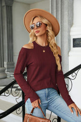 Dropped Shoulder Long Sleeve Blouse - Trendsi - Flyclothing LLC