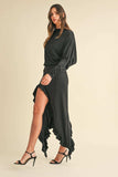 Mable Backless Asymmetric Ruffle Hem Dress - Trendsi - Flyclothing LLC