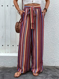 Tied Geometric Wide Leg Pants Trendsi