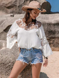 Lace Round Neck Long Sleeve Blouse - Trendsi - Flyclothing LLC