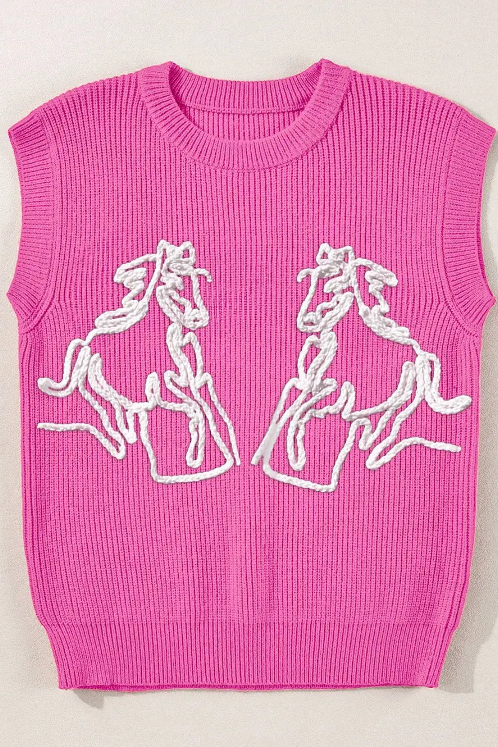 Western Horse Embroidered Round Neck Sweater - Trendsi - Flyclothing LLC