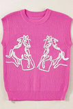 Western Horse Embroidered Round Neck Sweater - Trendsi - Flyclothing LLC