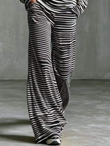 Striped Boat Neck Top and Pants Set - Trendsi - Flyclothing LLC