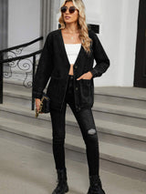 Pocketed V-Neck Button Up Denim Jacket - Trendsi - Flyclothing LLC