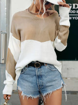 Color Block V-Neck Sweater - Trendsi - Flyclothing LLC