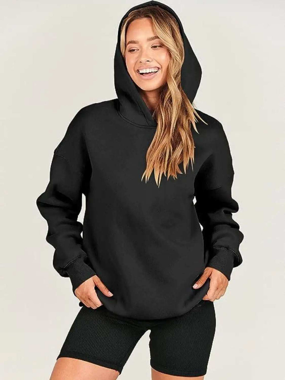 Dropped Shoulder Long Sleeve Hoodie - Trendsi - Flyclothing LLC