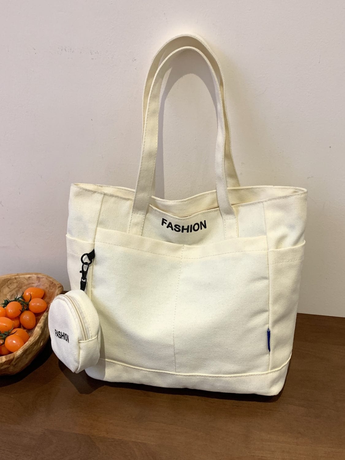 Canvas Tote Bag with Pouch - Trendsi
