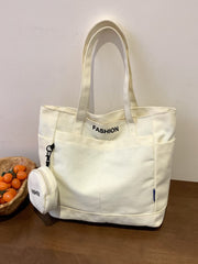 Canvas Tote Bag with Pouch - Trendsi