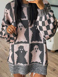 Ghost Dropped Shoulder Long Sleeve Sweater - Trendsi