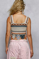 POL Cutout Flower Cropped Crochet Cami with with Dangle Detail - Trendsi - Flyclothing LLC