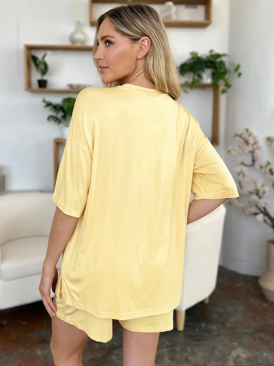 Basic Bae Bamboo Full Size Round Neck Drop Shoulder T-Shirt and Shorts Set - ShopBasicbae - Flyclothing LLC
