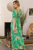 ODDI Full Size Floral Smocked Tied Back Maxi Dress - Trendsi