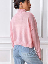 Heart Turtleneck Long Sleeve Sweater - Trendsi - Flyclothing LLC