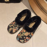 Floral Pattern Plush Lined Slip-Ons - Trendsi - Flyclothing LLC