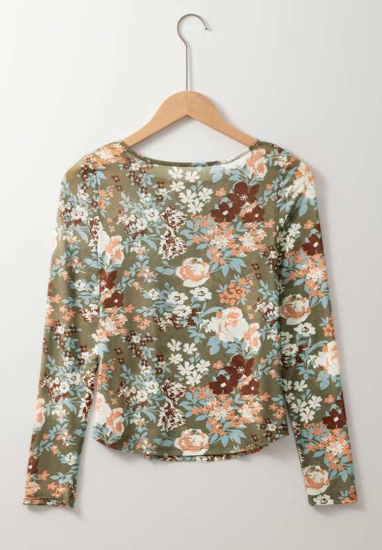 Floral Round Neck Long Sleeve T-Shirt - Trendsi - Flyclothing LLC
