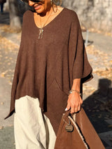 Ribbed Hem V-Neck Sweater - Trendsi - Flyclothing LLC