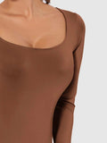 Full Size Scoop Neck Long Sleeve Bodysuit - Trendsi - Flyclothing LLC