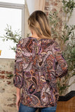 Sew In Love Paisley Print V-Neck Top - Trendsi