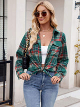 Plaid Button Up Long Sleeve Shirt - Trendsi - Flyclothing LLC