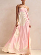 Smocked Printed Tube Maxi Dress - Trendsi - Flyclothing LLC