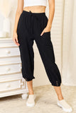 Shiny Decorative Button Cropped Pants - Trendsi