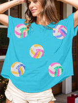 Sequin Round Neck Short Sleeve T-Shirt - Trendsi - Flyclothing LLC