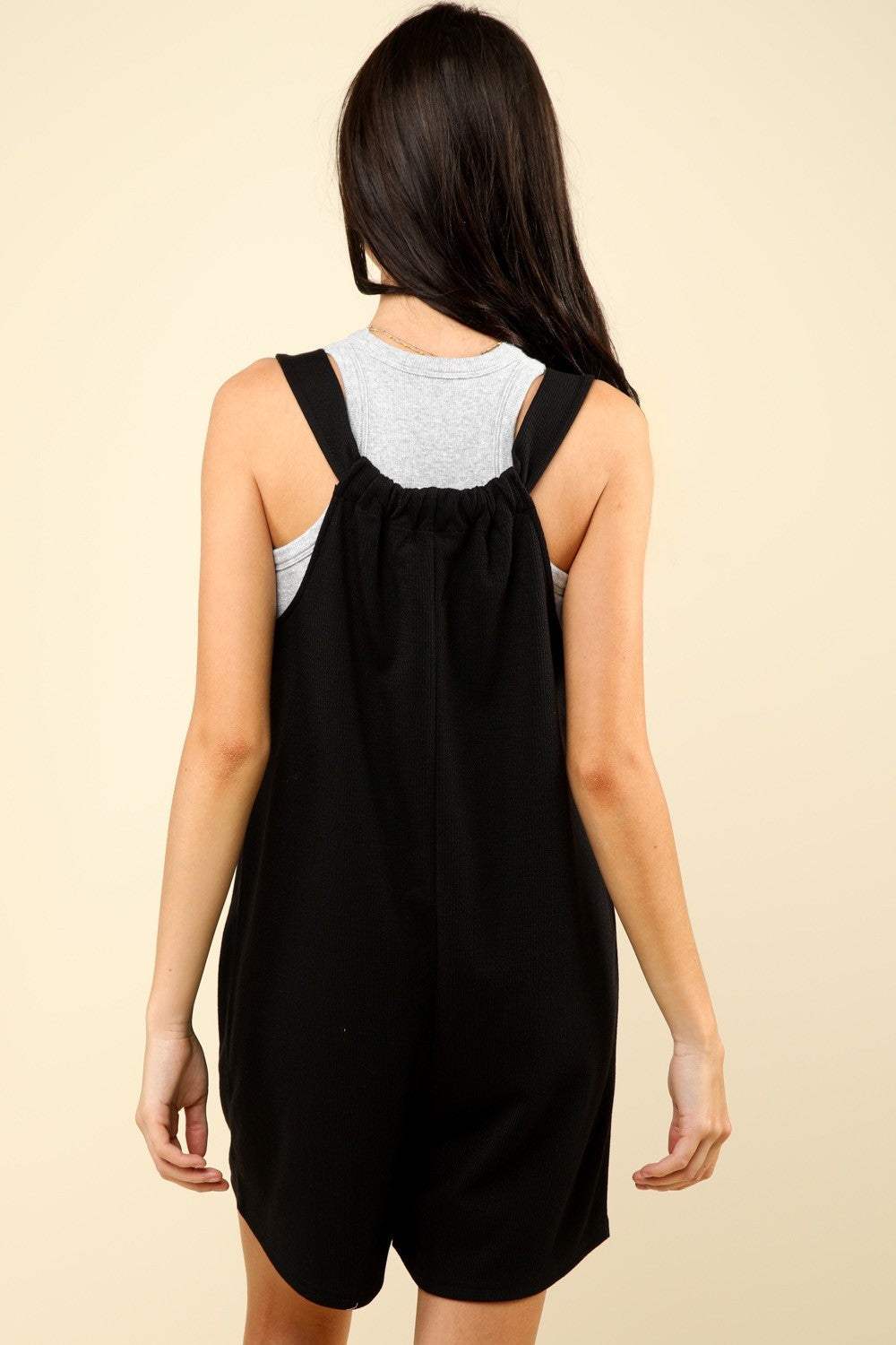 VERY J Tie Shoulder Front Pocket Romper - Trendsi - Flyclothing LLC