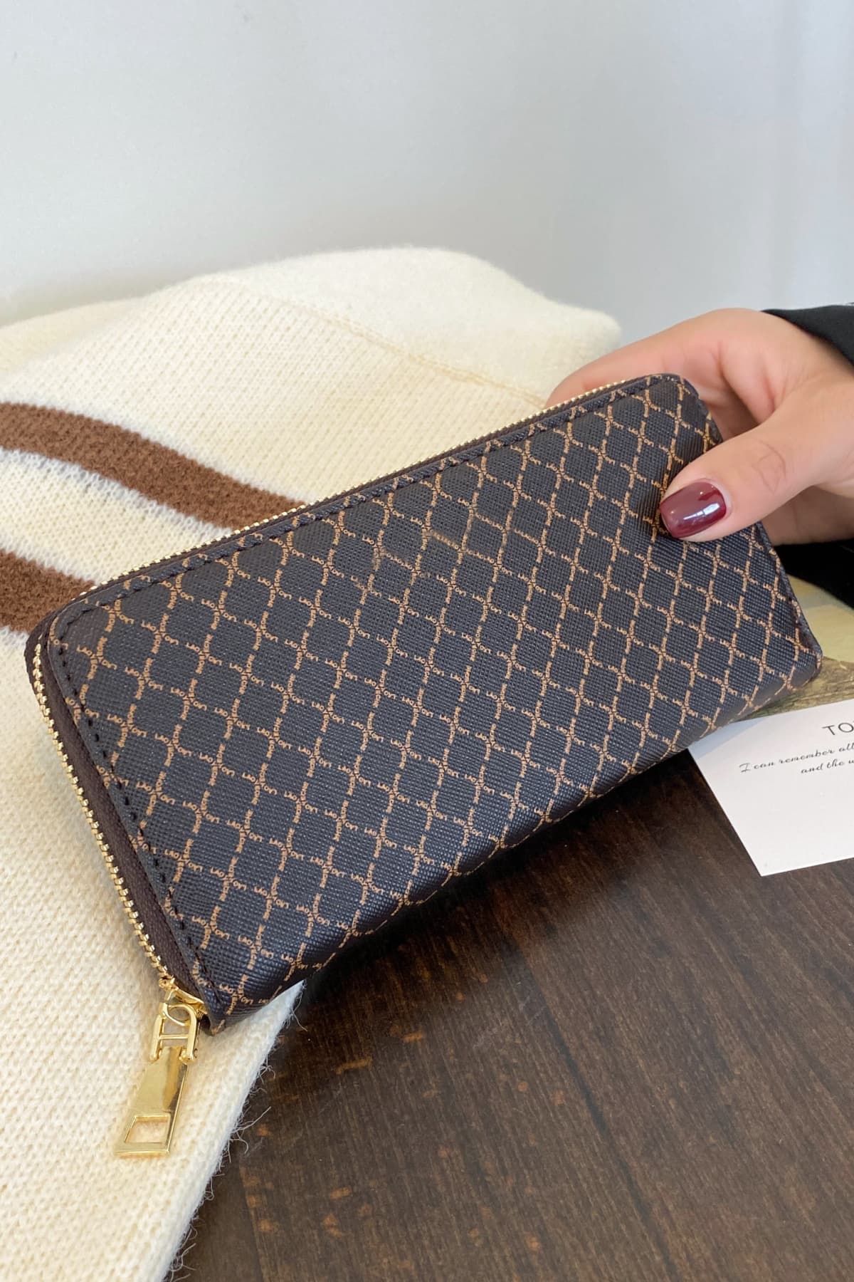 PU Leather Plaid Wallet - Trendsi